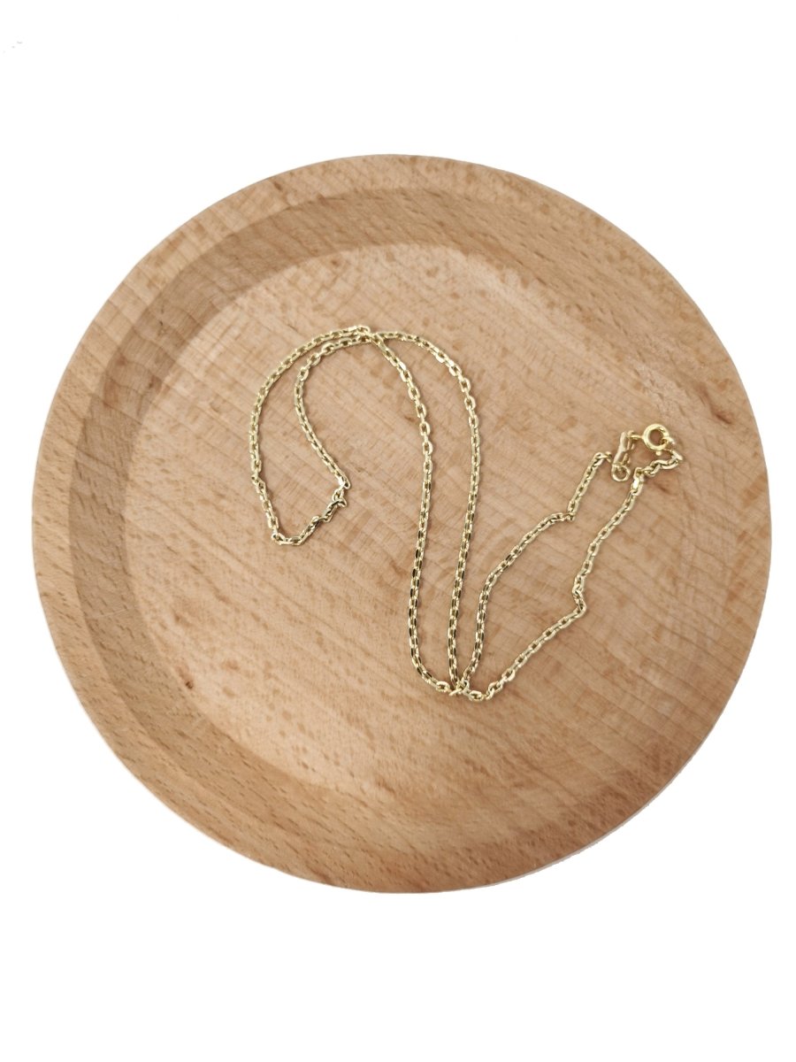 14K Gold Filled 17.0'' Ready to Use Thin Rolo Necklace Chain, Layering Rolo Chain, Dainty 1.5mm Necklace w/ Spring Ring | CN-616 - DLUXCA