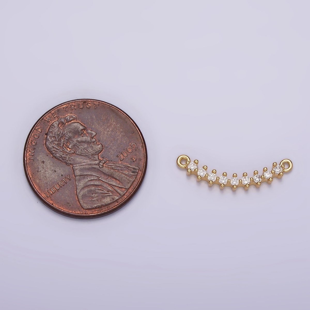 14K Gold Filled 17.5mm Clear CZ Curved Connector | G-076 - DLUXCA