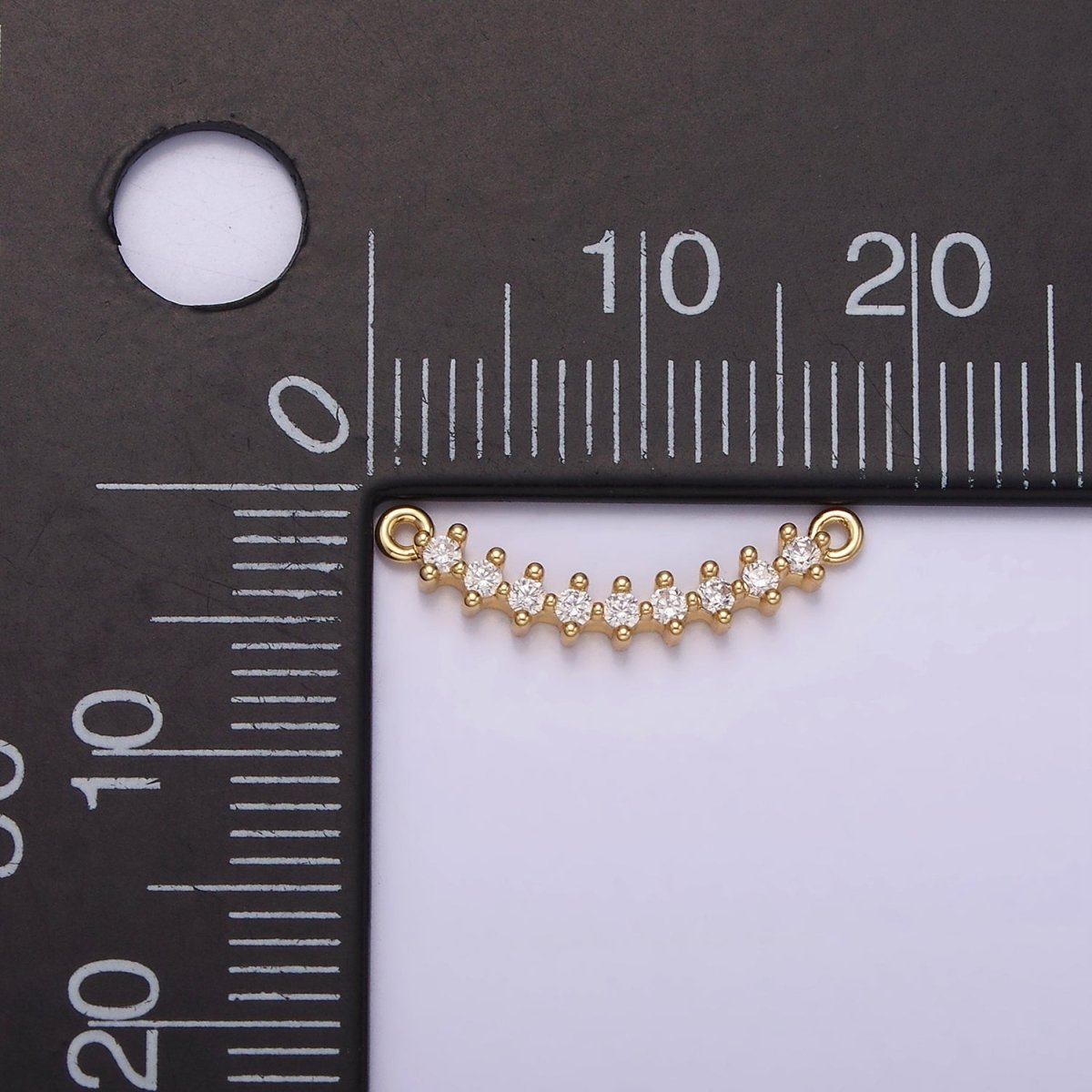 14K Gold Filled 17.5mm Clear CZ Curved Connector | G-076 - DLUXCA