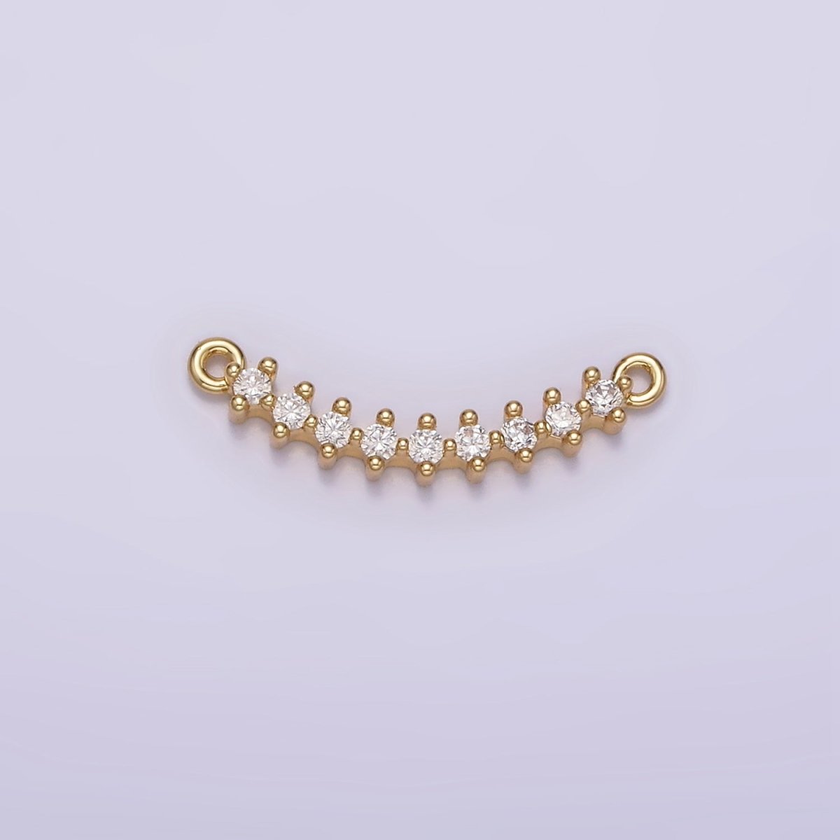 14K Gold Filled 17.5mm Clear CZ Curved Connector | G-076 - DLUXCA