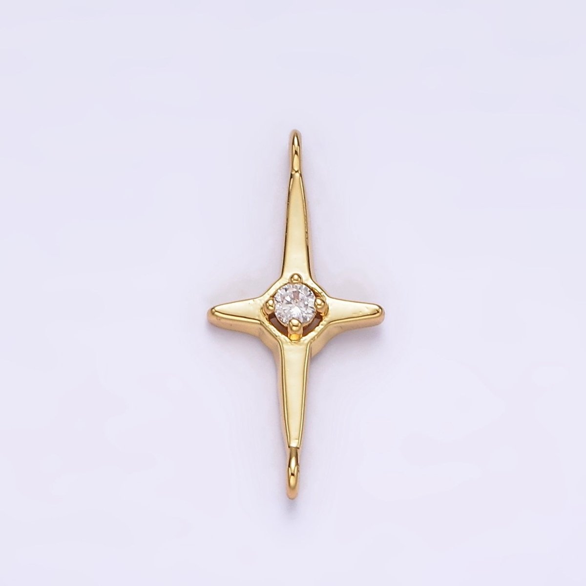 14K Gold Filled 17.7mm Clear CZ Celestial North Star Connector in Gold & Silver | G-788 G-789 - DLUXCA