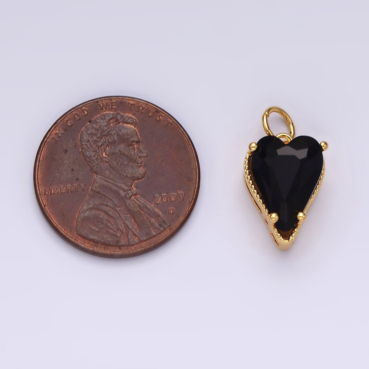 14K Gold Filled 17mm Black CZ Heart Add-On Charm | AC785 - DLUXCA