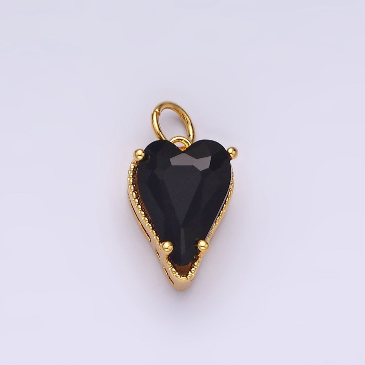 14K Gold Filled 17mm Black CZ Heart Add-On Charm | AC785 - DLUXCA