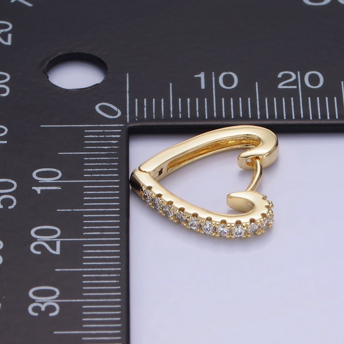 14K Gold Filled 17mm Micro Paved CZ Heart Huggie Earrings | AB1326 - DLUXCA