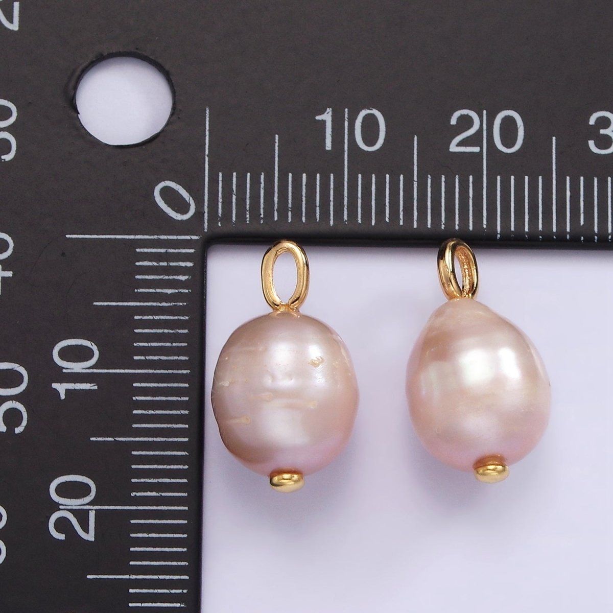 14K Gold Filled 17mm Pink, White Freshwater Pearl Drop Pendant | P1651 - DLUXCA