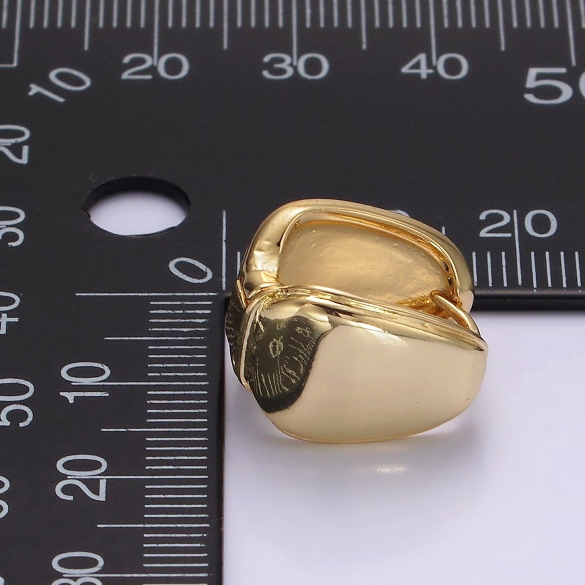 14K Gold Filled 17mm Rounded Square Wide Geometric Huggie Earrings | AB1112 - DLUXCA