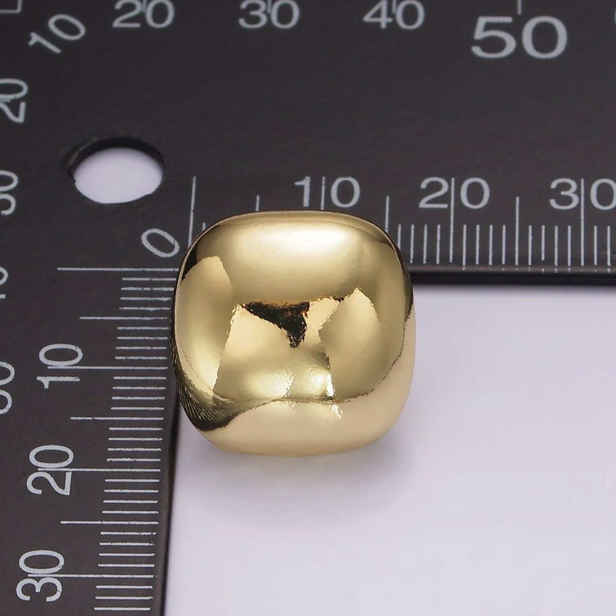 14K Gold Filled 17mm Square Dome Minimalist Stud Earrings | V-299 - DLUXCA