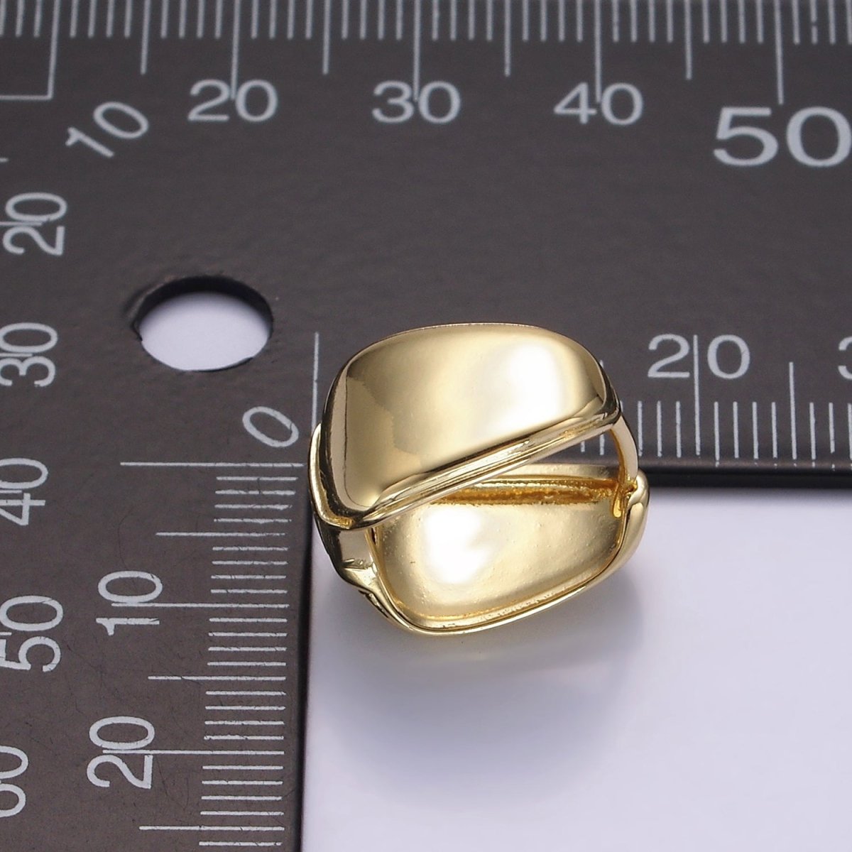 14K Gold Filled 17mm Wide Rounded Square Modern Statement Huggie Earrings | V061 - DLUXCA