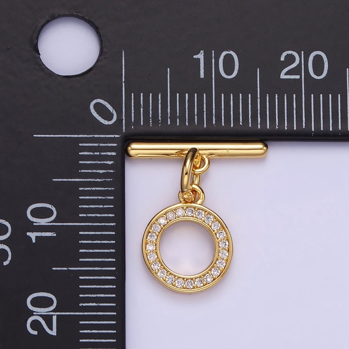 14K Gold Filled 18.5mm Micro Paved OT Toggle Clasps Closure Findings | Z714 - DLUXCA