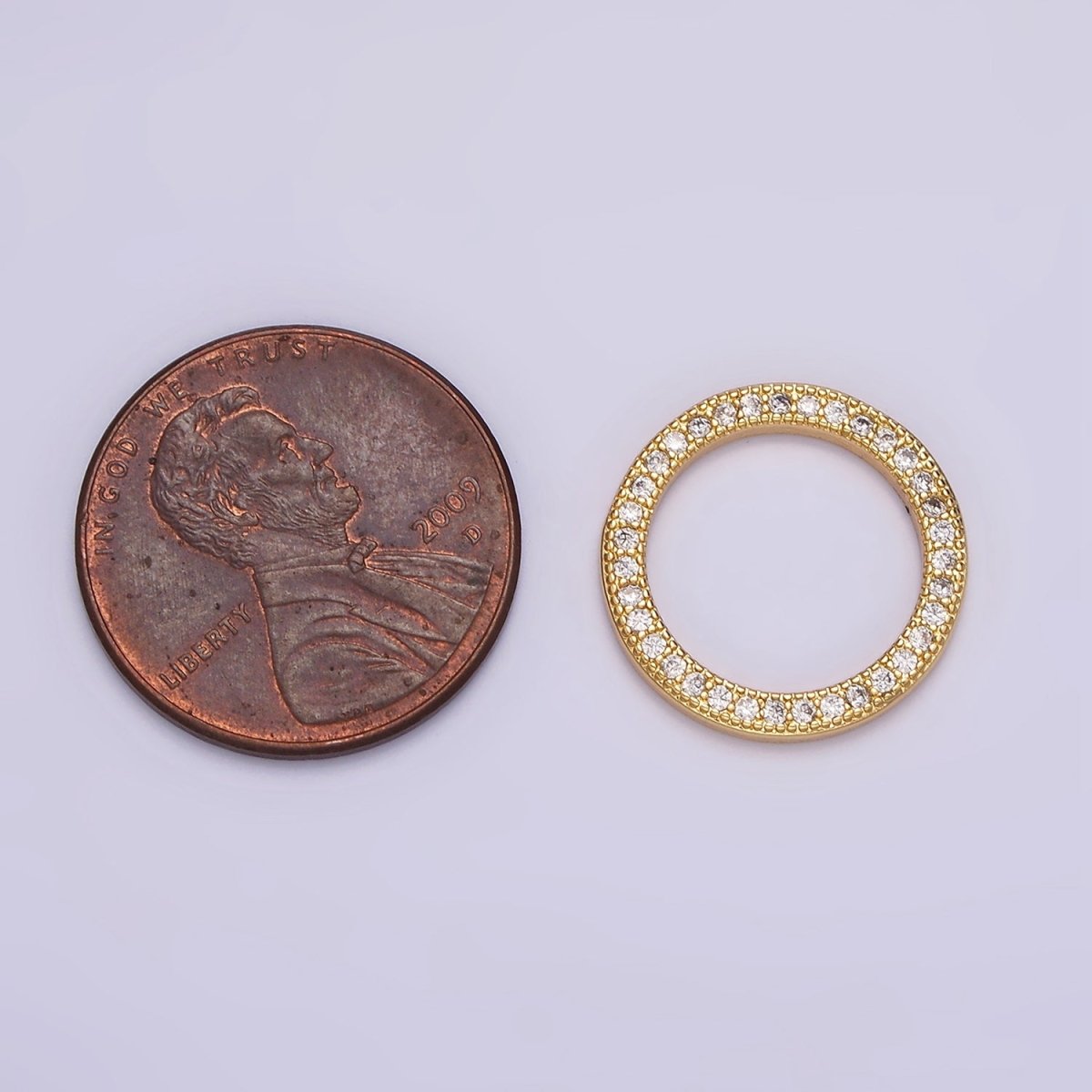 14K Gold Filled 18.5mm Open Round Clear Micro Paved CZ Charm Supply | Z-478 - DLUXCA