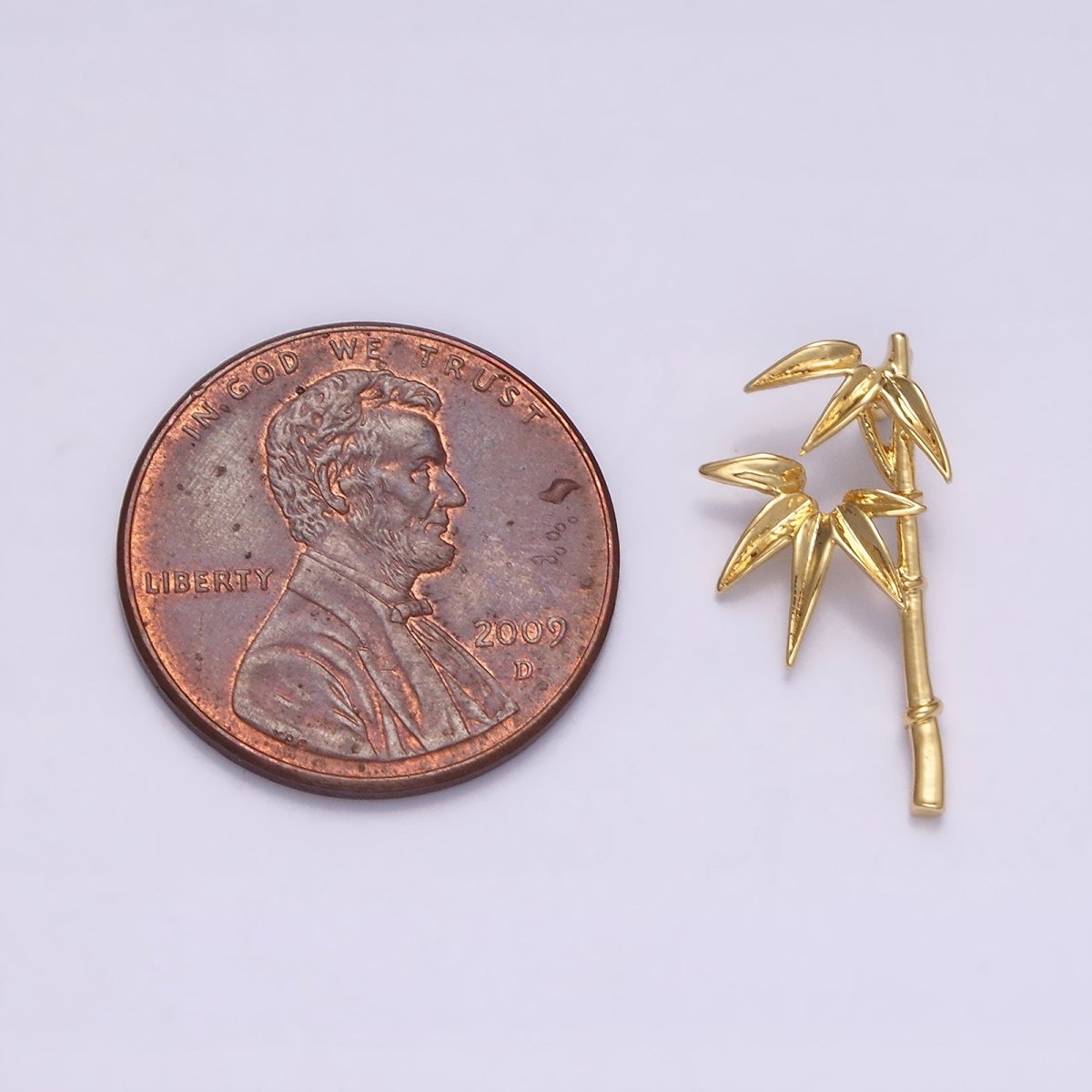 14K Gold Filled 18mm Bamboo Leaf Plant Nature Charm | N1490 - DLUXCA