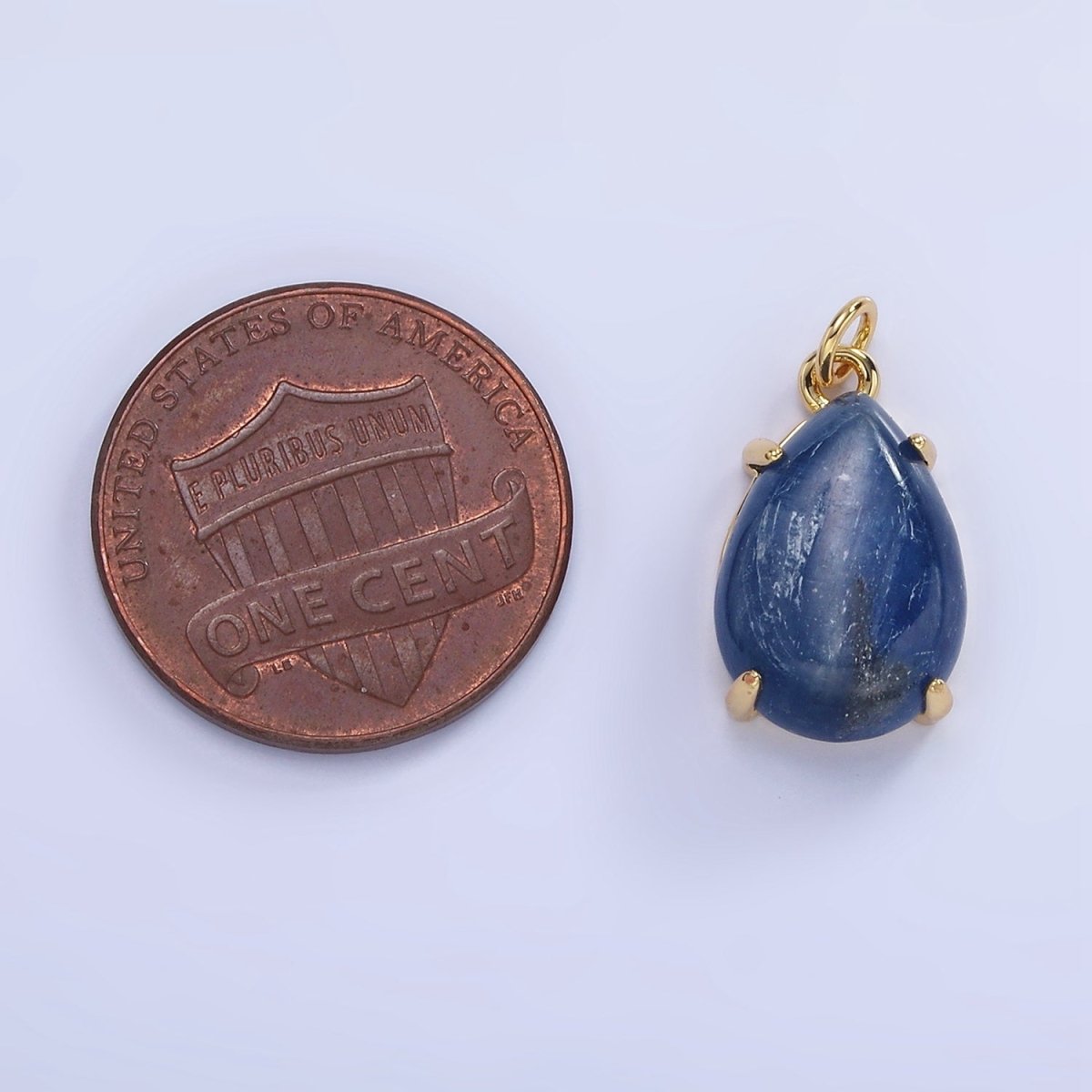 14K Gold Filled 18mm Blue Kyanite Gemstone Teardrop Charm | AG752 - DLUXCA