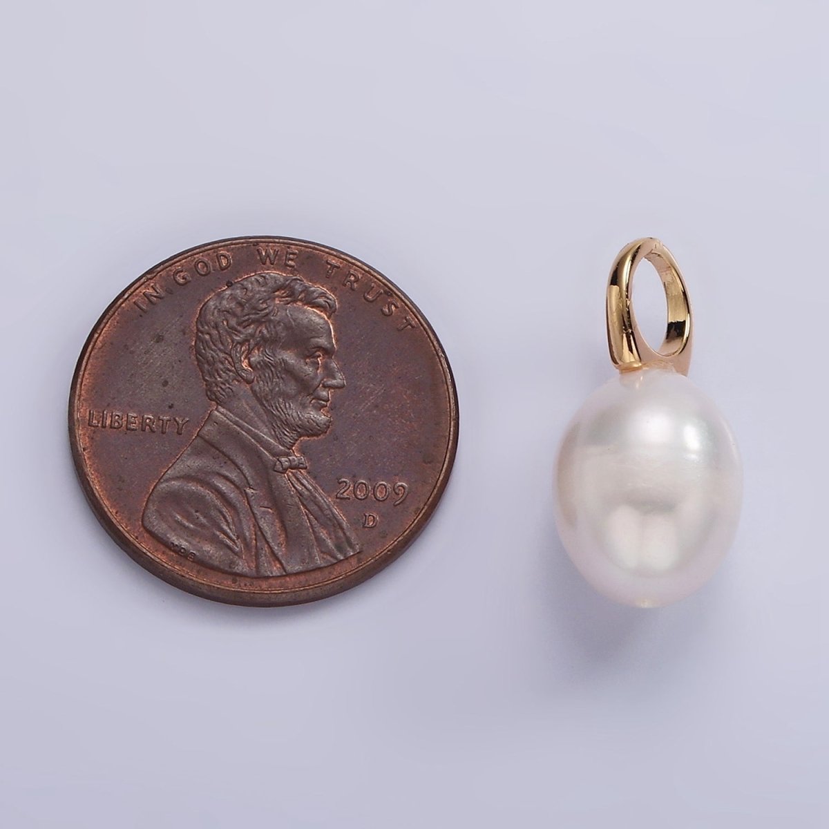 14K Gold Filled 18mm Freshwater Pearl Button Drop Personalized Earring Charm | P-1627 - DLUXCA
