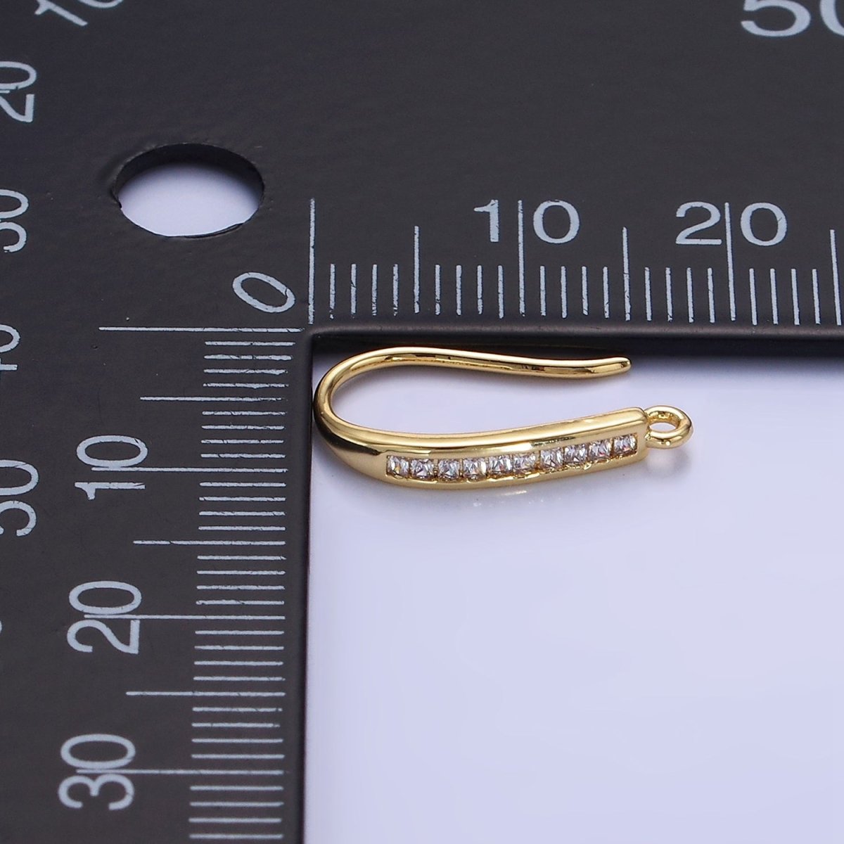 14K Gold Filled 18mm Micro Paved CZ French Hook Earring Findings in Gold & Silver | Z751 Z752 - DLUXCA