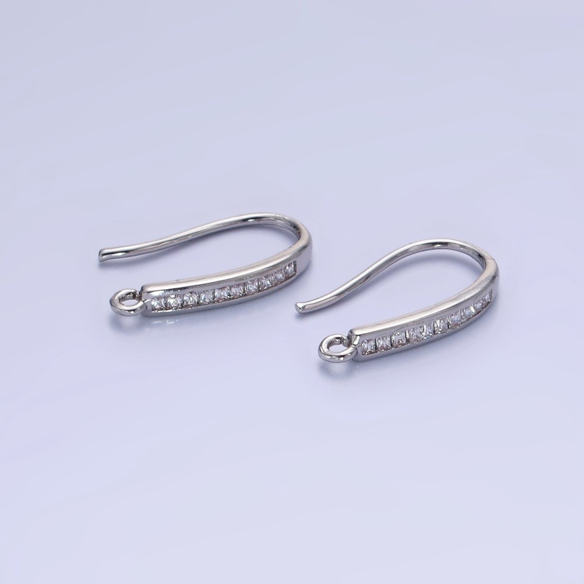 14K Gold Filled 18mm Micro Paved CZ French Hook Earring Findings in Gold & Silver | Z751 Z752 - DLUXCA