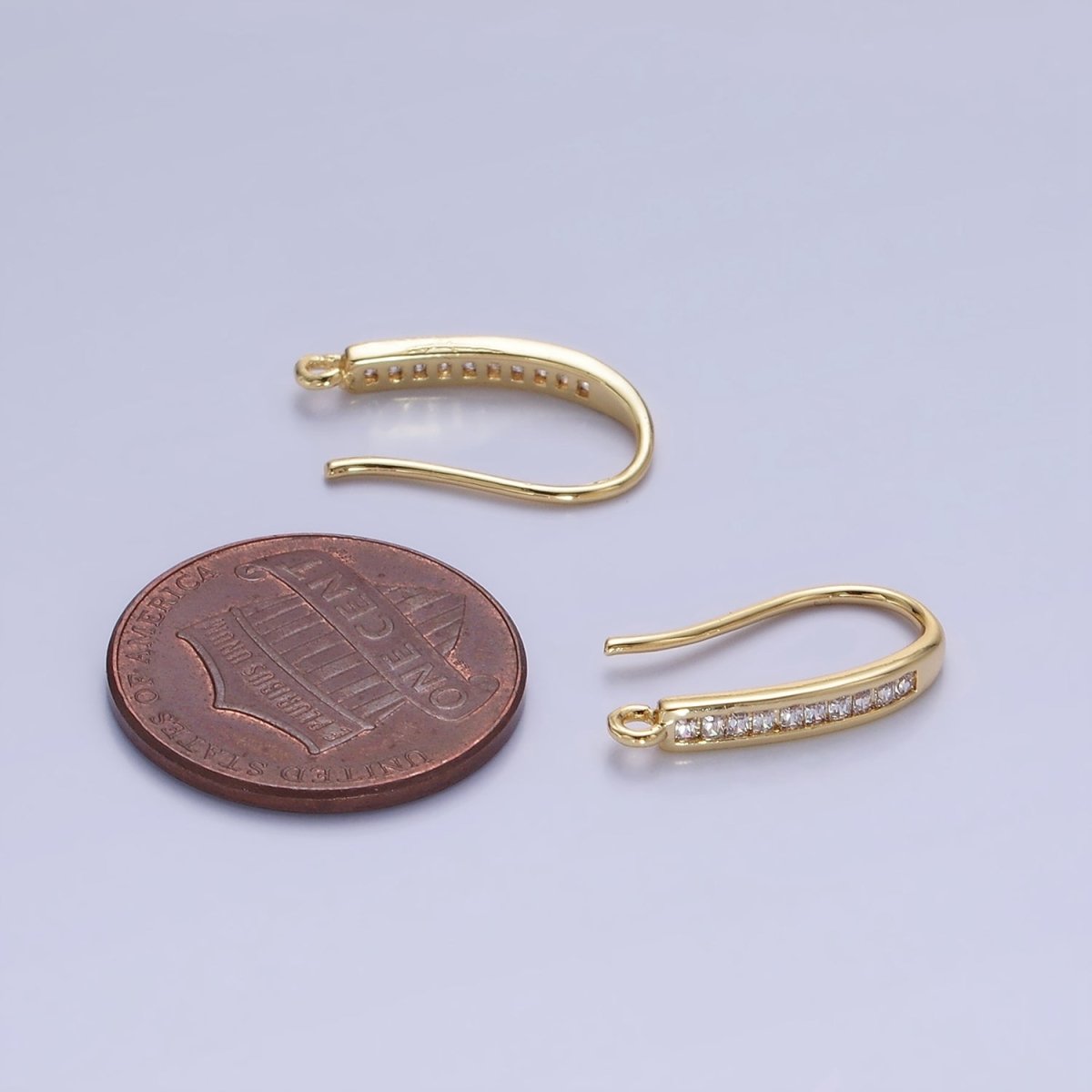 14K Gold Filled 18mm Micro Paved CZ French Hook Earring Findings in Gold & Silver | Z751 Z752 - DLUXCA