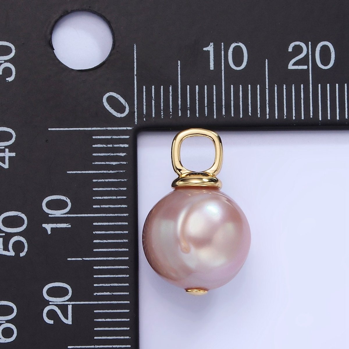 14K Gold Filled 18mm Purple Freshwater Pearl Square Bail Drop Pendant | P1720 - DLUXCA