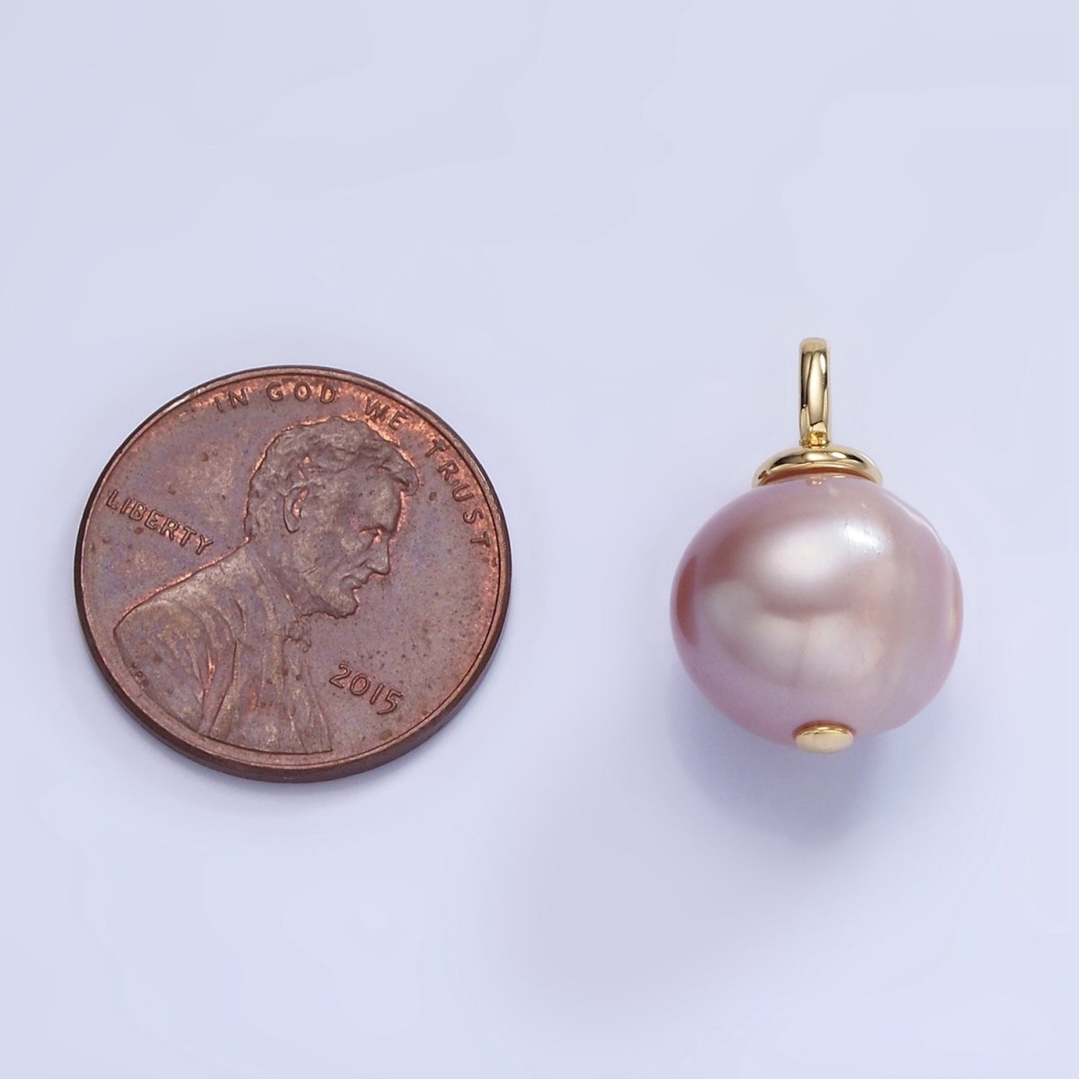 14K Gold Filled 18mm Purple Freshwater Pearl Square Bail Drop Pendant | P1720 - DLUXCA