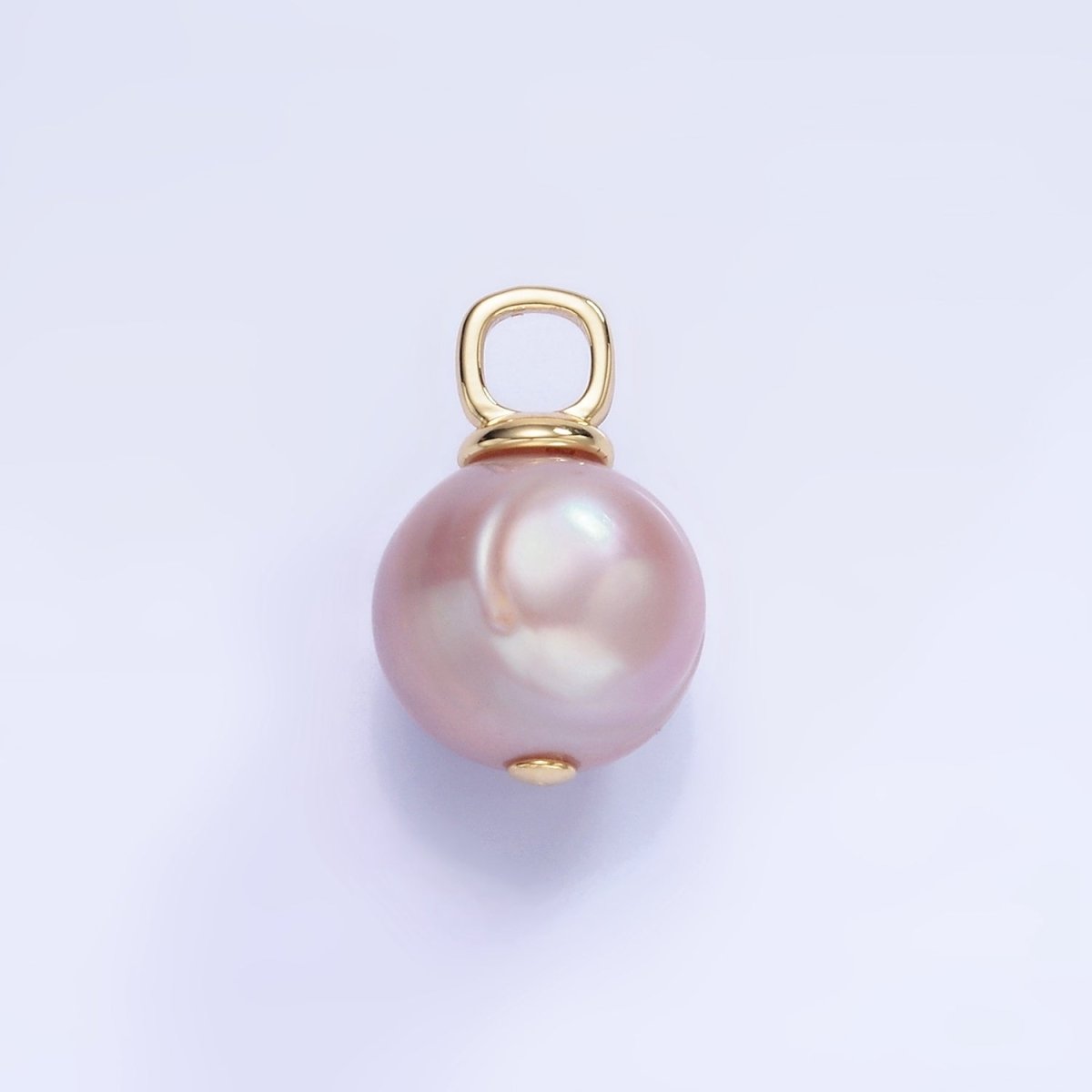 14K Gold Filled 18mm Purple Freshwater Pearl Square Bail Drop Pendant | P1720 - DLUXCA