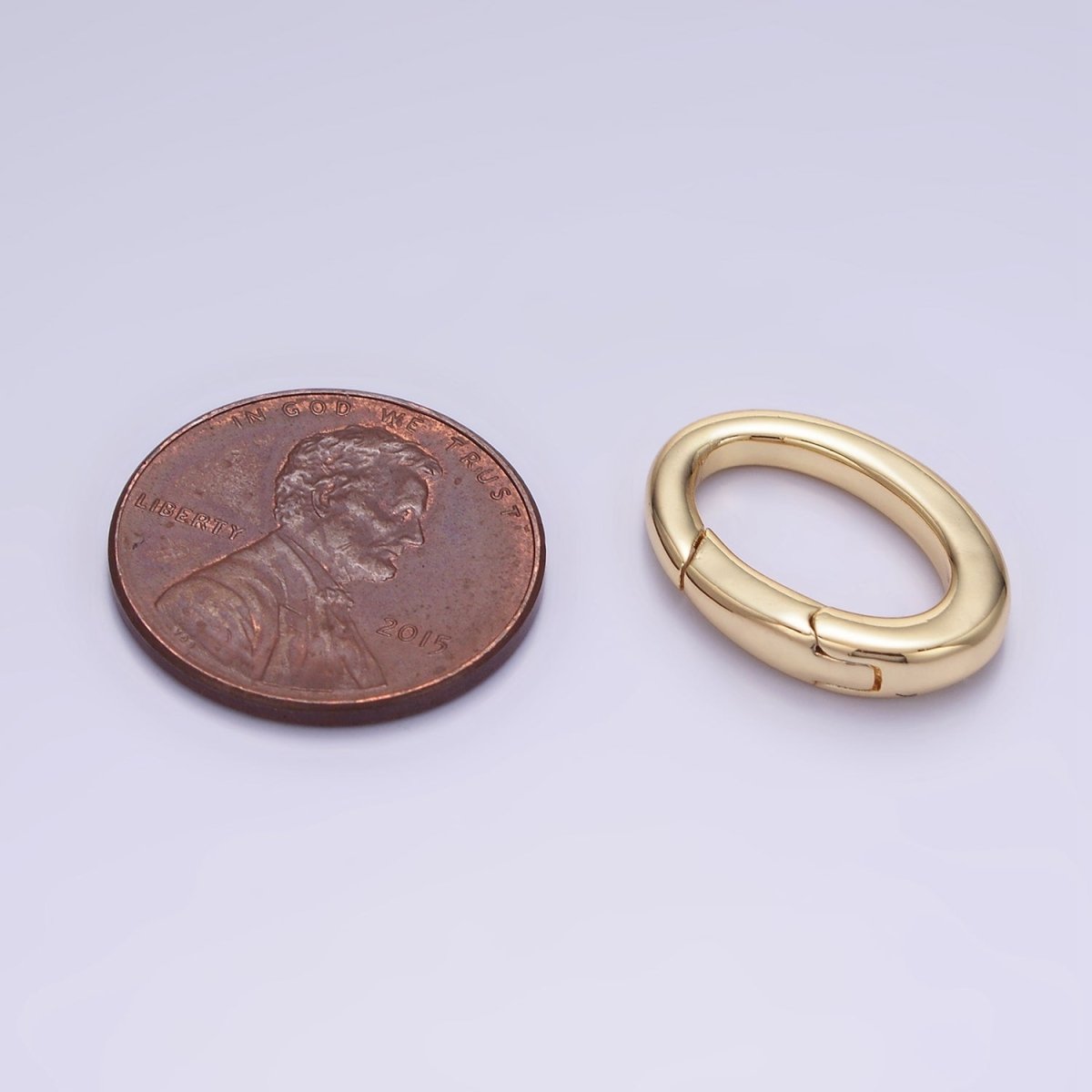 14K Gold Filled 18mm Push Spring Gate Oval Minimalist Findings | Z726 - DLUXCA