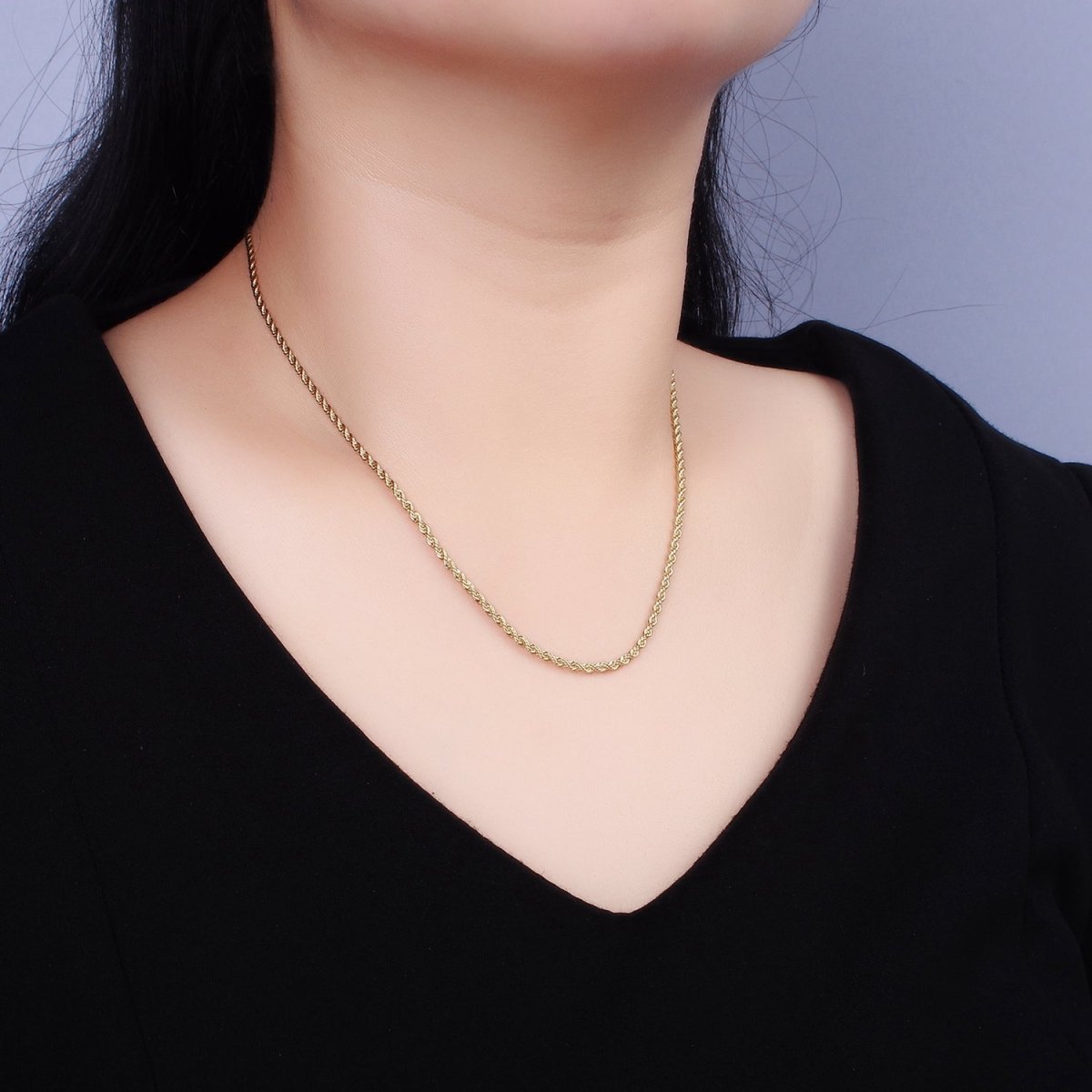 14K Gold Filled 1.8mm Rope 16 Inch, 18 Inch Choker Layering Chain Necklace | WA-2115 WA-2116 Clearance Pricing - DLUXCA
