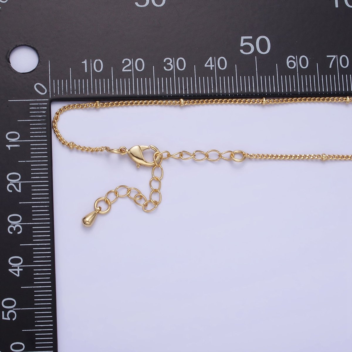 14K Gold Filled 1.8mm Satellite Curb Chain 17 Inch Necklace w. Extender in Gold & Silver | WA-2455 WA-2456 - DLUXCA