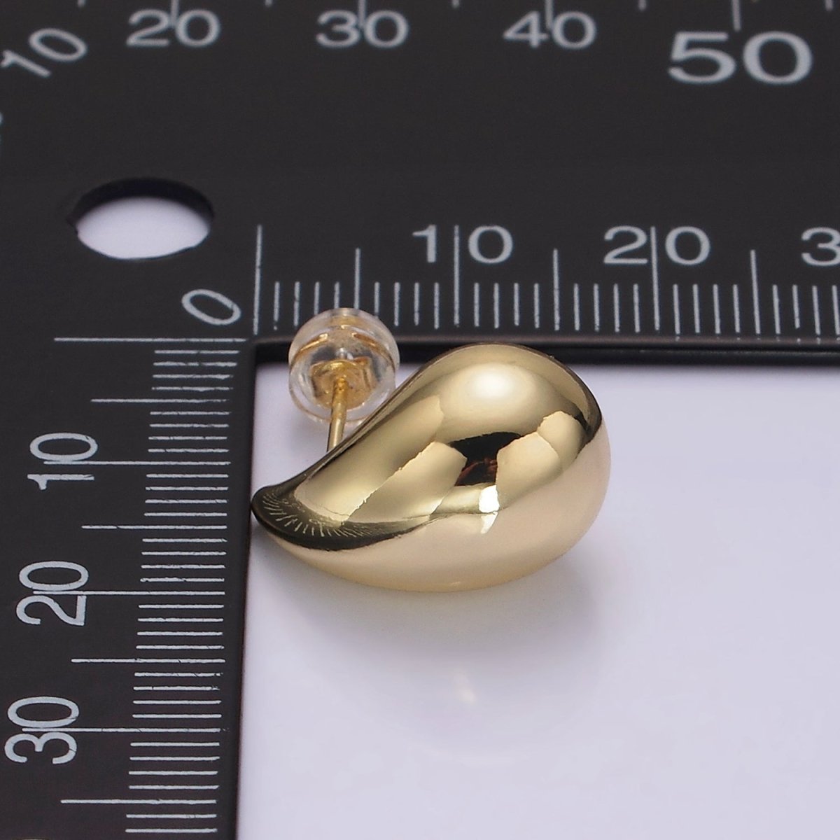 14K Gold Filled 18mm Teardrop Chubby Minimalist Stud Earrings | AB1113 - DLUXCA