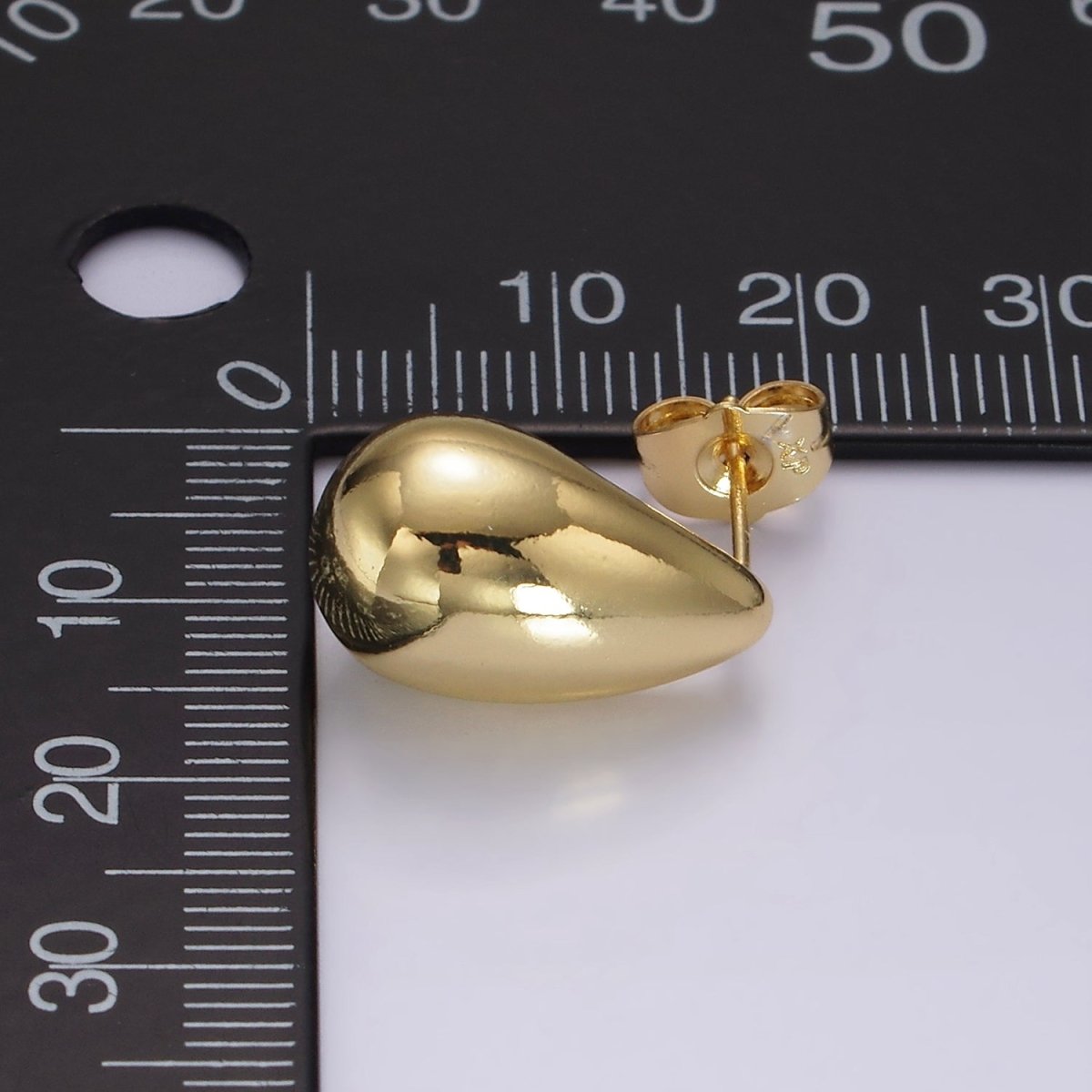 14K Gold Filled 18mm Teardrop Dome Stud Earrings | V-295 - DLUXCA