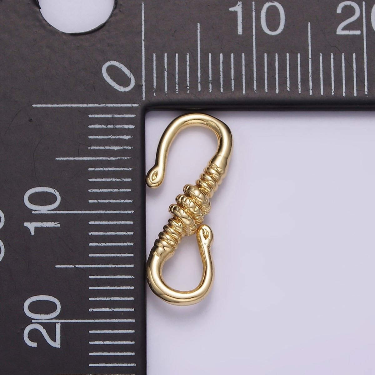 14K Gold Filled 18mm Tied Curved S-Hook Closure Findings Supply in Gold & Silver | Z657 - DLUXCA