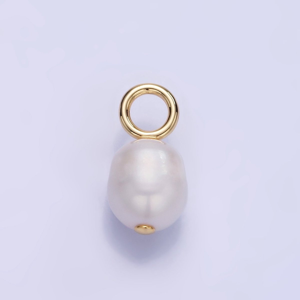 14K Gold Filled 18mm White Freshwater Pearl Oval Drop Pendant | P1725 - DLUXCA