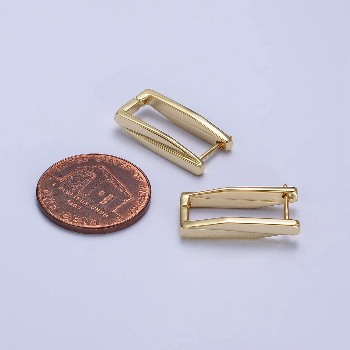 14K Gold Filled 19.5mm Rectangle Thin Lined Geometric Hoop Earrings | AB415 - DLUXCA