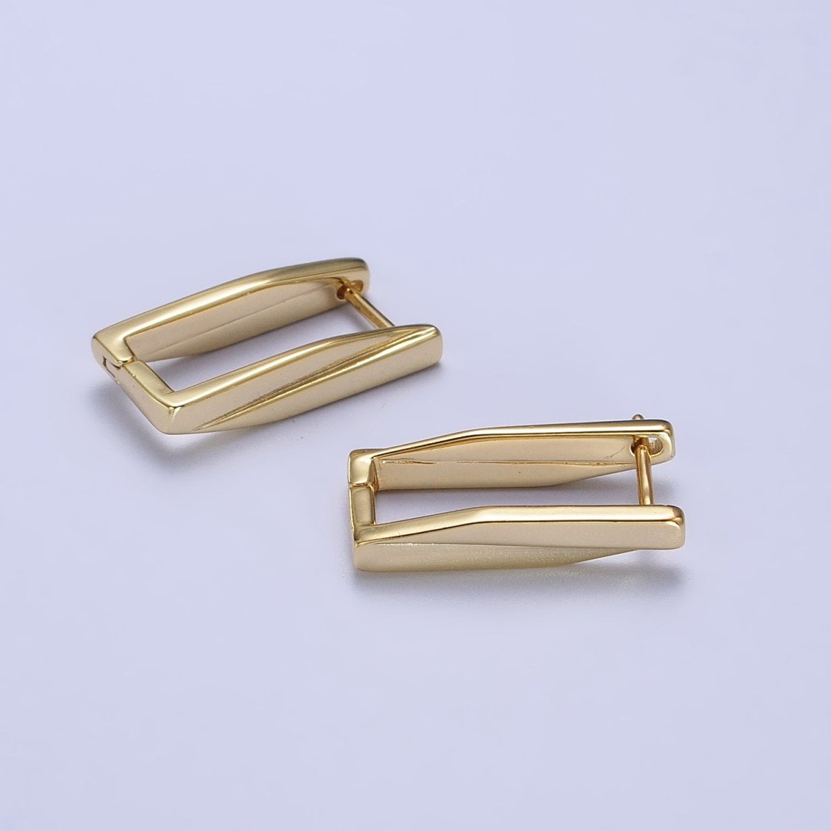 14K Gold Filled 19.5mm Rectangle Thin Lined Geometric Hoop Earrings | AB415 - DLUXCA