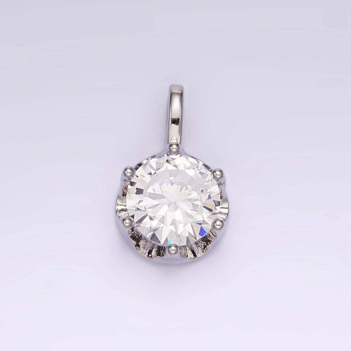 14K Gold Filled 19mm Green, Clear CZ Solitaire Pendant in Gold & Silver | N1834 N1835 - DLUXCA