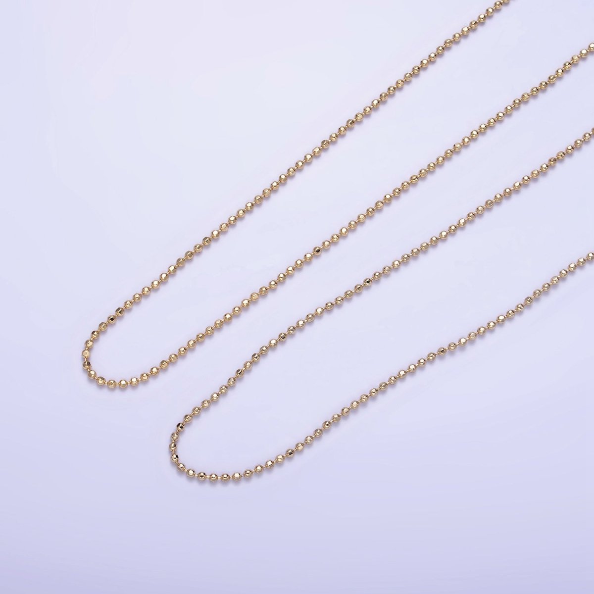 14K Gold Filled 1mm Bead Ball Chain 17.5 Inch, 19.5 Inch Necklace w. Extender | WA-2428 WA-2429 - DLUXCA