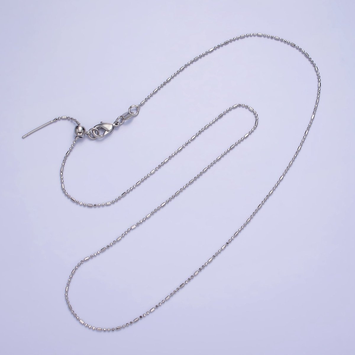 14K Gold Filled 1mm Bead Tube Chain 18 Inch Slider Necklace in Gold & Silver | WA-2423 WA-2424 - DLUXCA