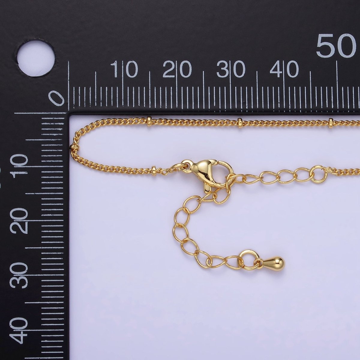 14K Gold Filled 1mm Curb Satellite Chain 18 Inch Necklace w. Extender | WA-2432 - DLUXCA