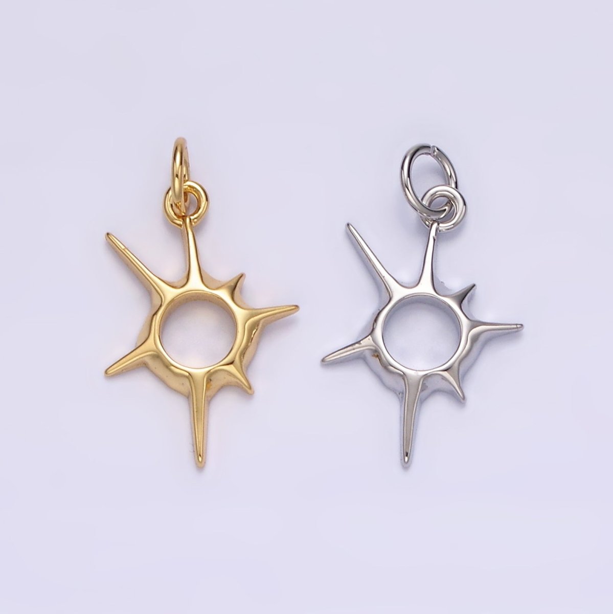 14K Gold Filled 20mm, 30mm Open Abstract Celestial Sun Ray Charm in Gold & Silver N-1108 N-1109 N-1116 N-1117 - DLUXCA