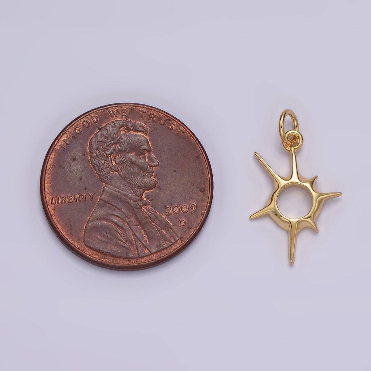 14K Gold Filled 20mm, 30mm Open Abstract Celestial Sun Ray Charm in Gold & Silver N-1108 N-1109 N-1116 N-1117 - DLUXCA