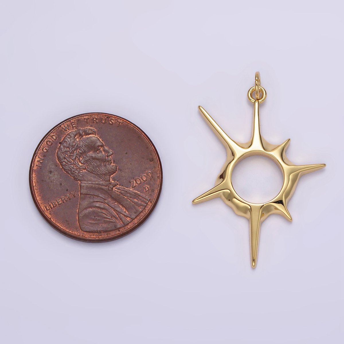 14K Gold Filled 20mm, 30mm Open Abstract Celestial Sun Ray Charm in Gold & Silver N-1108 N-1109 N-1116 N-1117 - DLUXCA