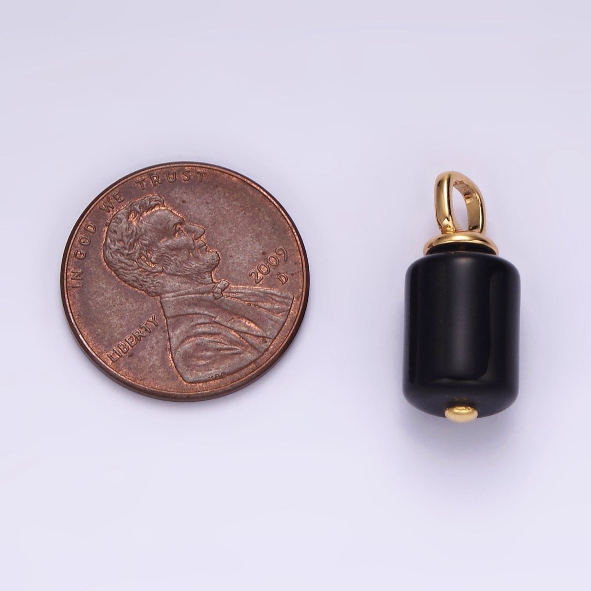 14K Gold Filled 20mm Black Onyx Tube Pendant | N1992 - DLUXCA