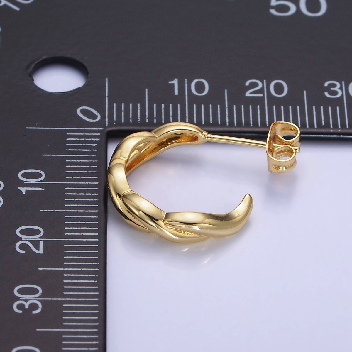 14K Gold Filled 20mm Braided C-Shaped Hoop Earrings | AB1320 - DLUXCA