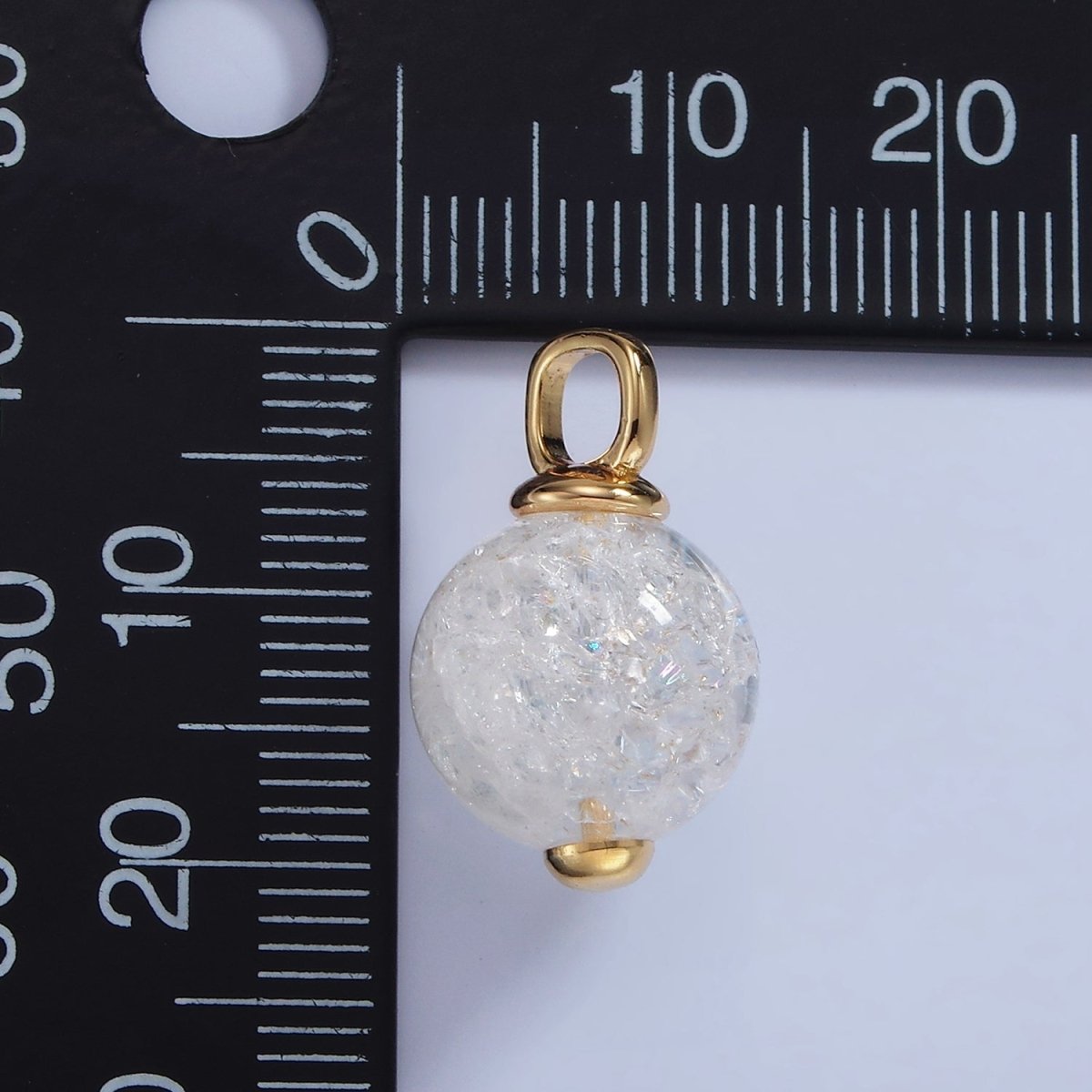 14K Gold Filled 20mm Clear Crystal Quartz Round Drop Pendant | AA1120 - DLUXCA
