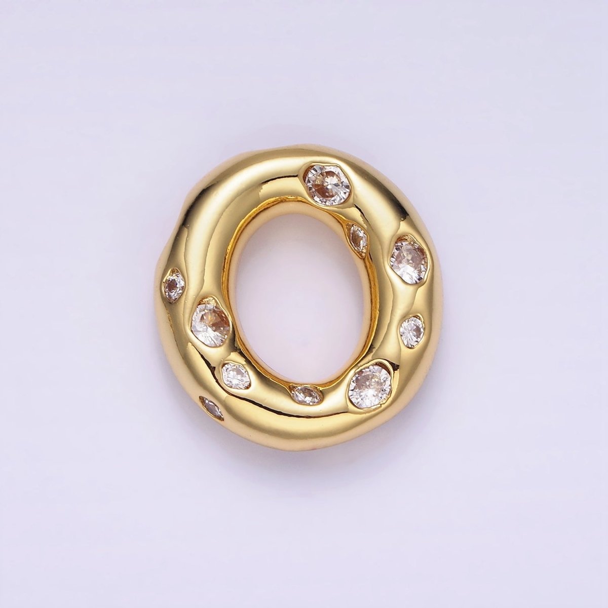 14K Gold Filled 20mm Clear CZ Chubby Initial Letter Pendant | A1357 - A1369 - DLUXCA