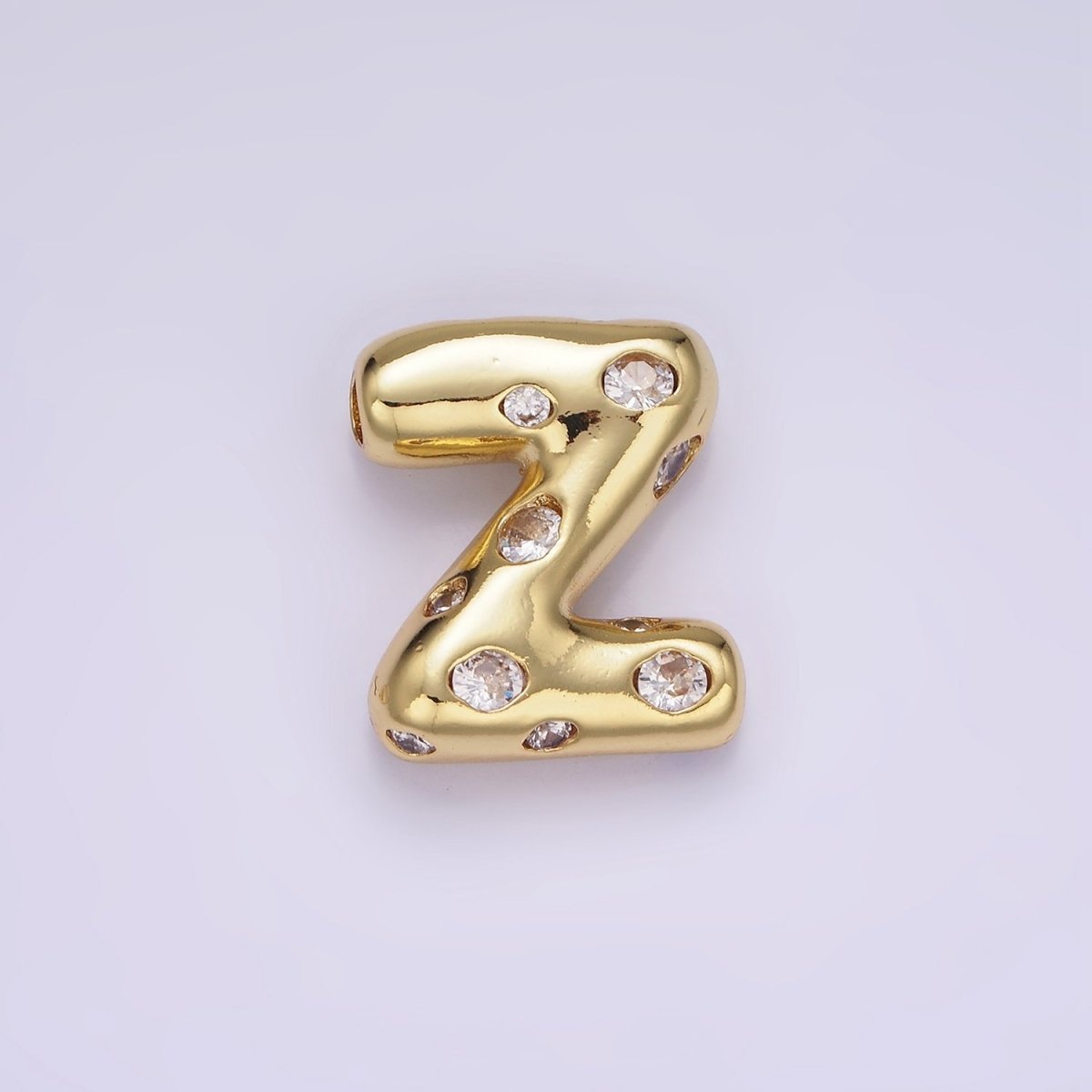 14K Gold Filled 20mm Clear CZ Chubby Initial Letter Pendant | A1357 - A1369 - DLUXCA