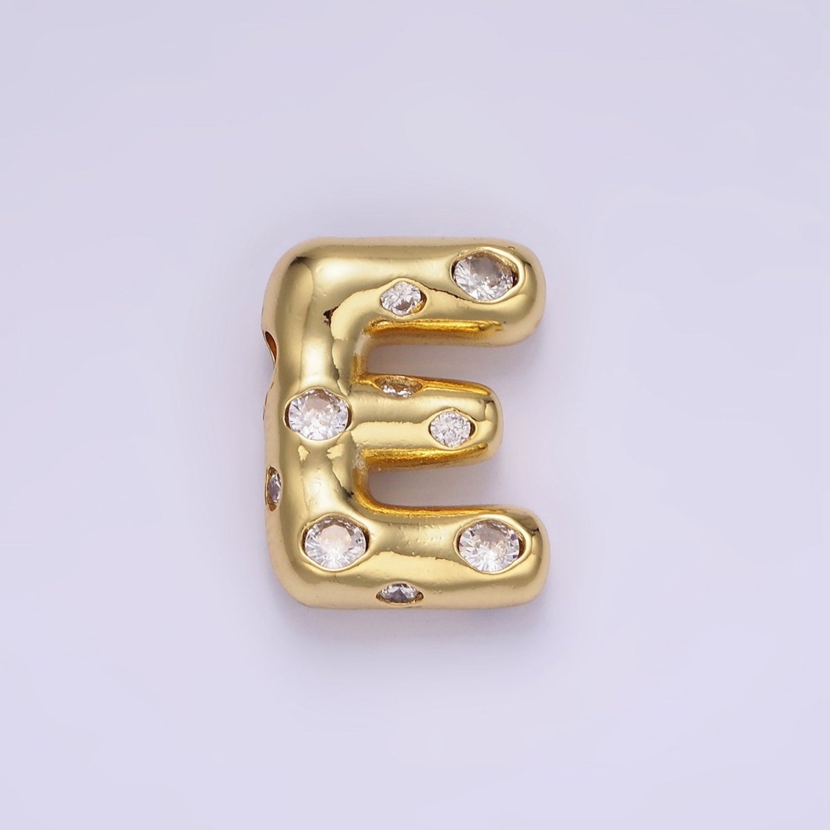 14K Gold Filled 20mm Clear CZ Chubby Initial Letter Pendant | A1357 - A1369 - DLUXCA