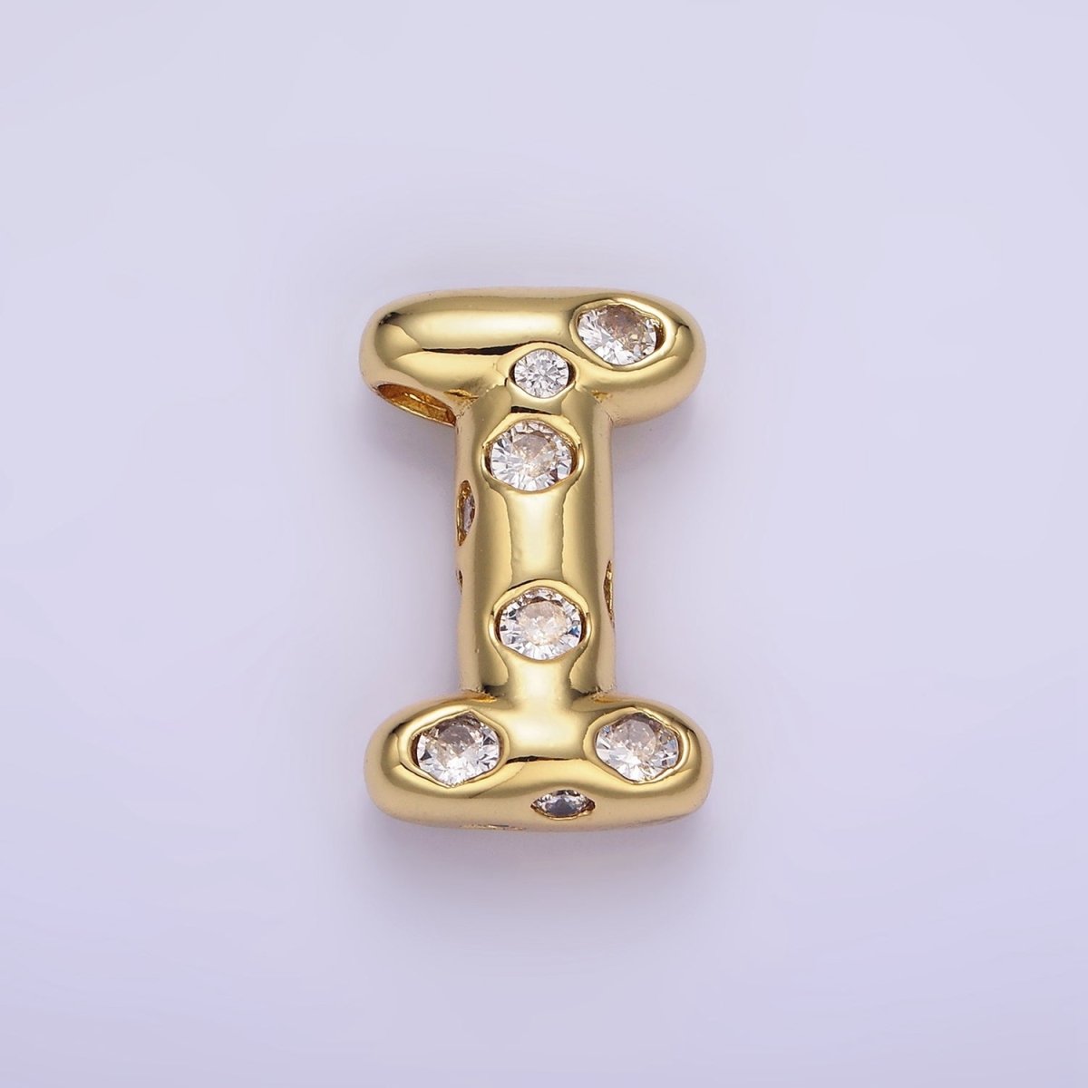 14K Gold Filled 20mm Clear CZ Chubby Initial Letter Pendant | A1357 - A1369 - DLUXCA
