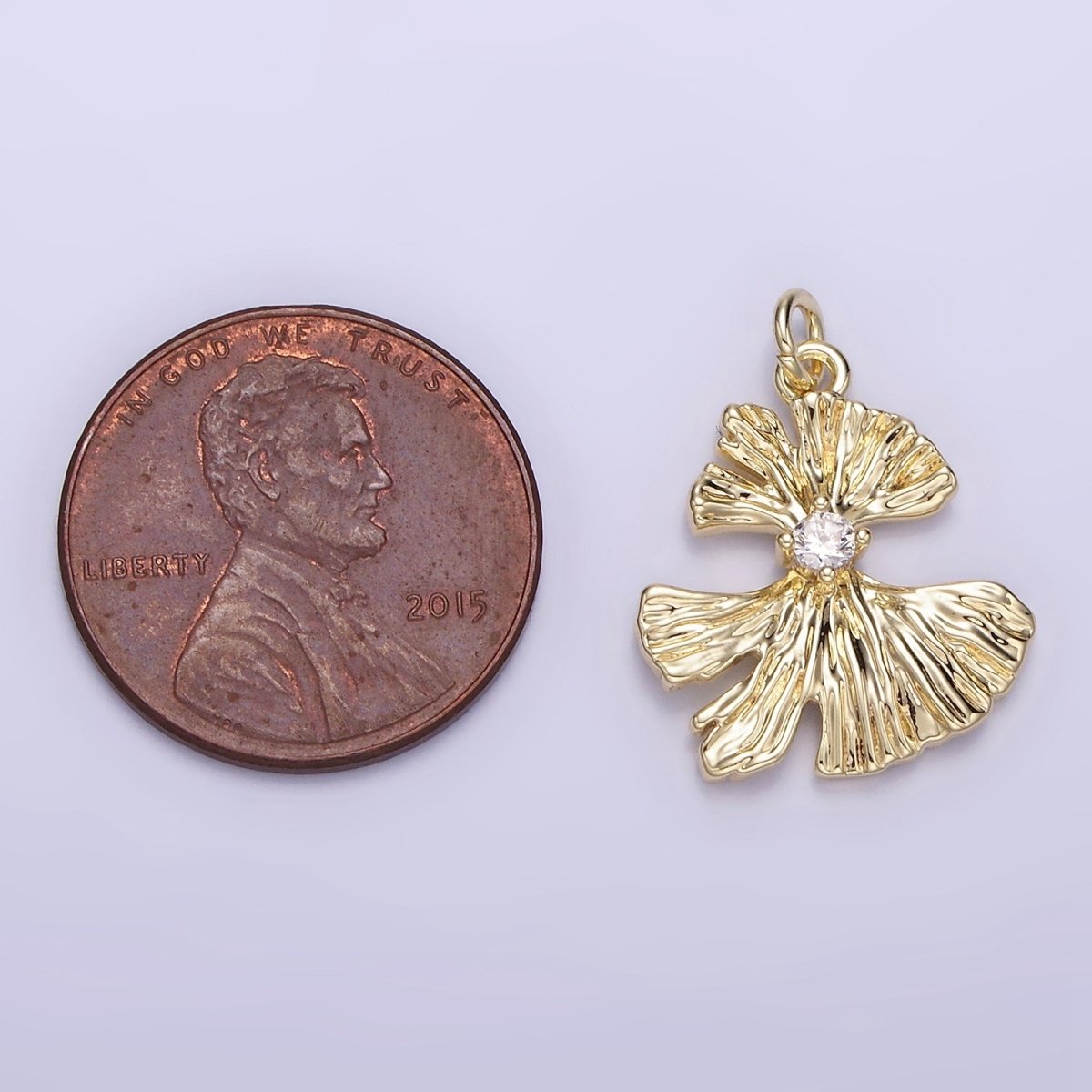 14K Gold Filled 20mm CZ Foil Abstract Charm | AG740 - DLUXCA