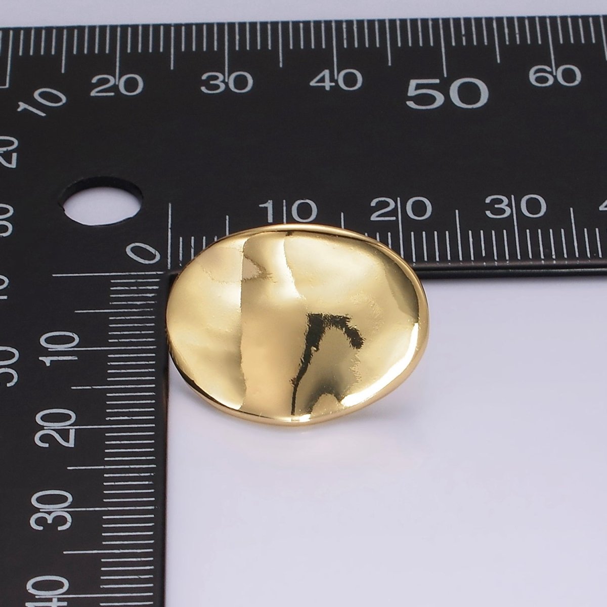 14K Gold Filled 20mm Dented Abstract Oval Minimalist Stud Earrings in Gold & Silver | AE365 AE366 - DLUXCA