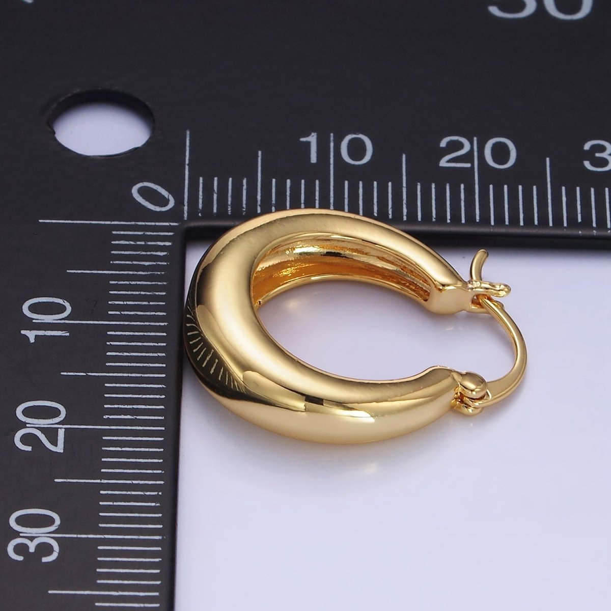 14K Gold Filled 20mm Dome Minimalist Latch Hoop Earrings in Gold & Silver | AB1338 P482 - DLUXCA