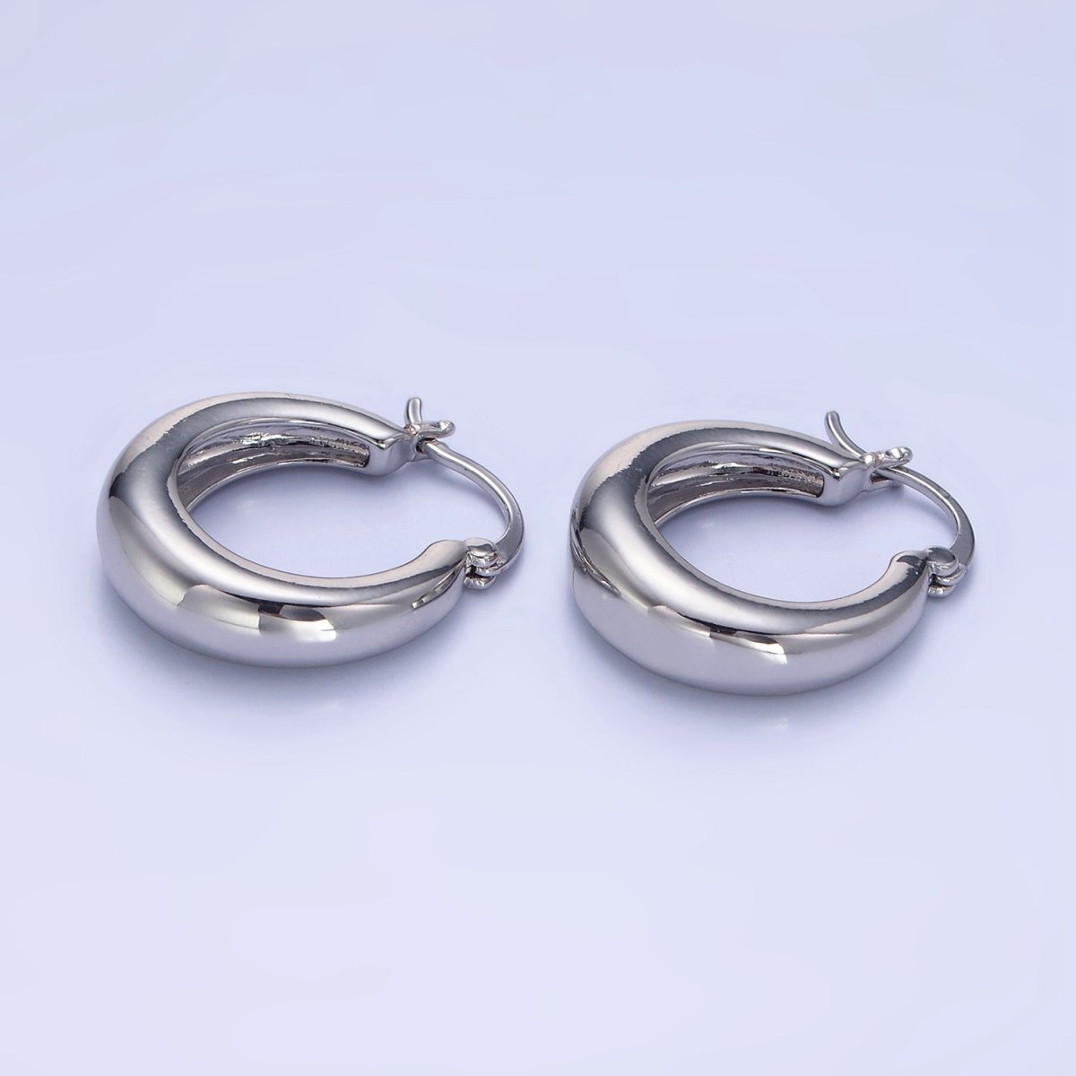 14K Gold Filled 20mm Dome Minimalist Latch Hoop Earrings in Gold & Silver | AB1338 P482 - DLUXCA